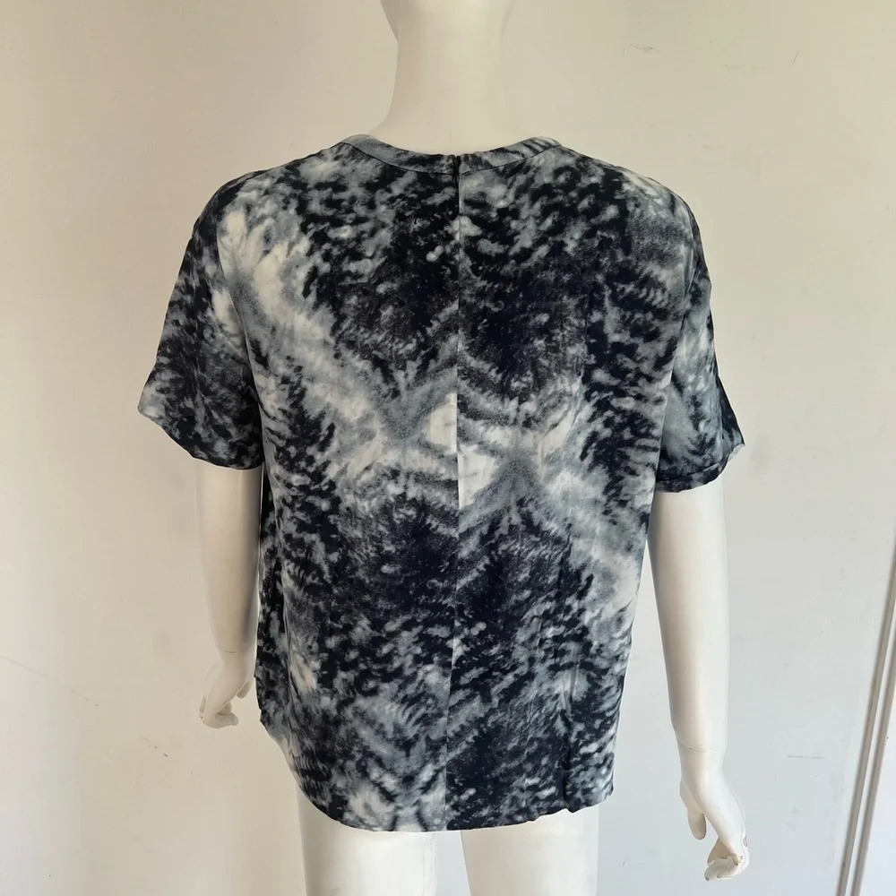 Noa Noa Viscose Blue Black White Abstract Swirl Print Blouse Top Sz 8 Lagenlook - Picture 4 of 8